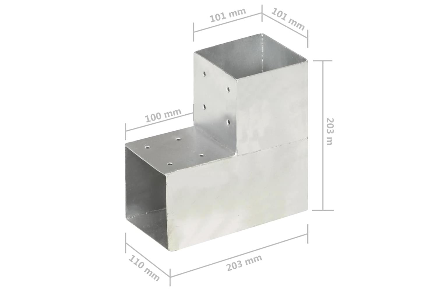 vidaXL 145477 Post Connector L Shape Galvanised Metal 101x101mm-6