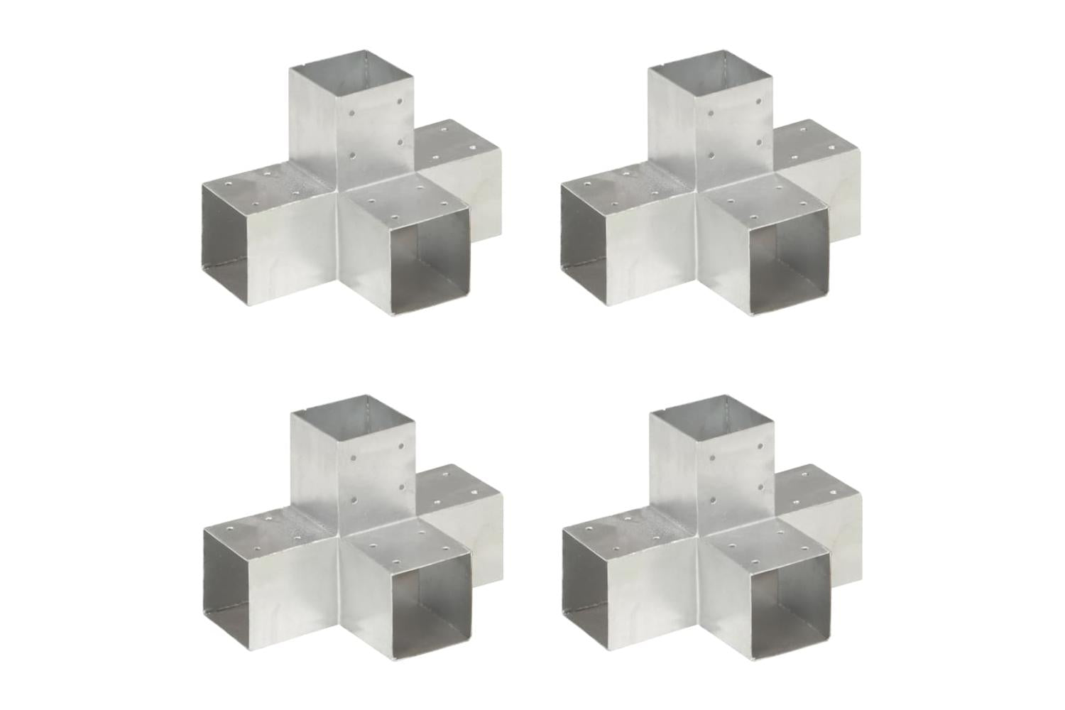 vidaXL 145476 Post Connectors 4 Pcs X Shape Galvanised Metal 91x91mm