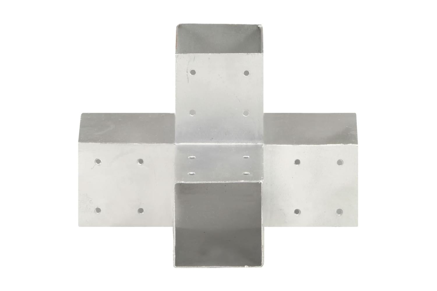 vidaXL 145476 Post Connectors 4 Pcs X Shape Galvanised Metal 91x91mm-3
