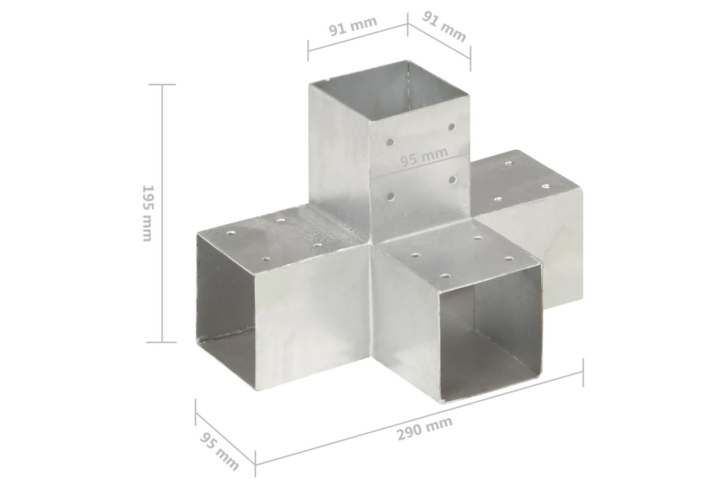 vidaXL 145476 Post Connectors 4 Pcs X Shape Galvanised Metal 91x91mm-7