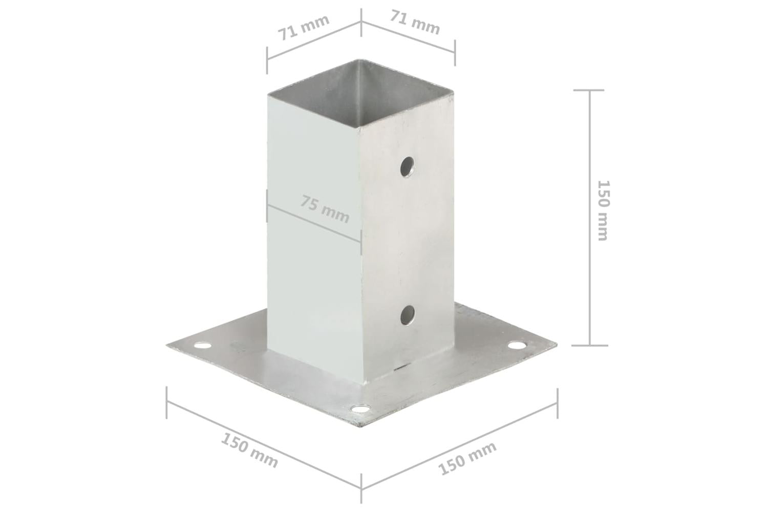 vidaXL 145447 Post Anchors 4 Pcs Galvanised Metal 71mm-8