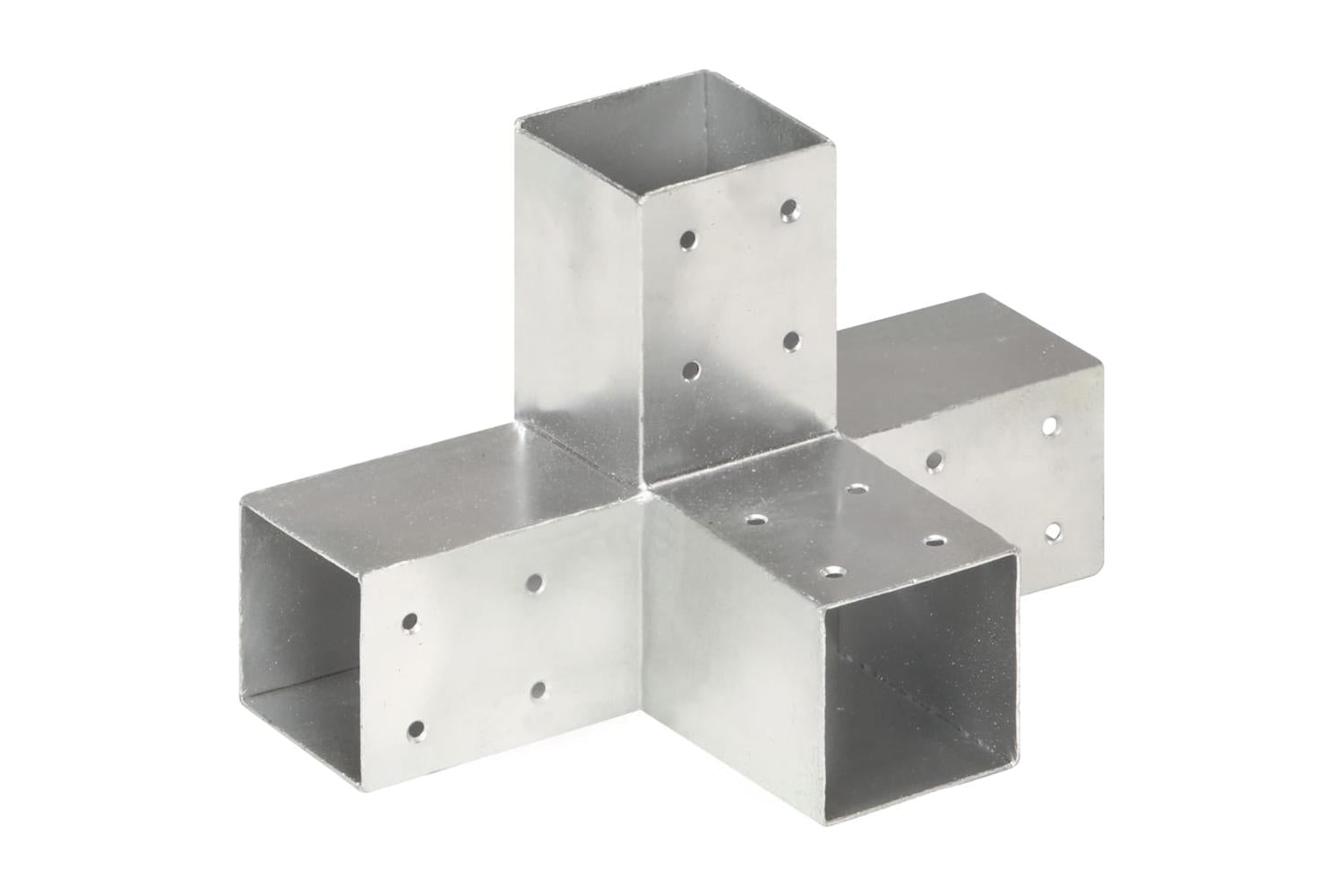 vidaXL 145460 Post Connectors 4 Pcs X Shape Galvanised Metal 71x71mm-2