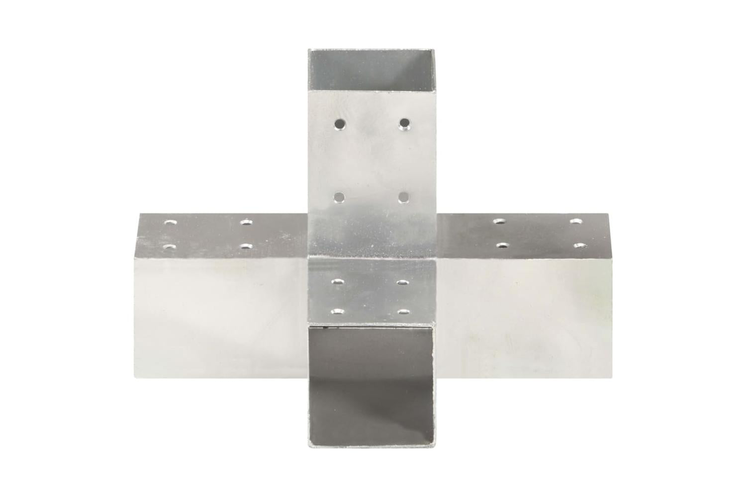 vidaXL 145460 Post Connectors 4 Pcs X Shape Galvanised Metal 71x71mm-3