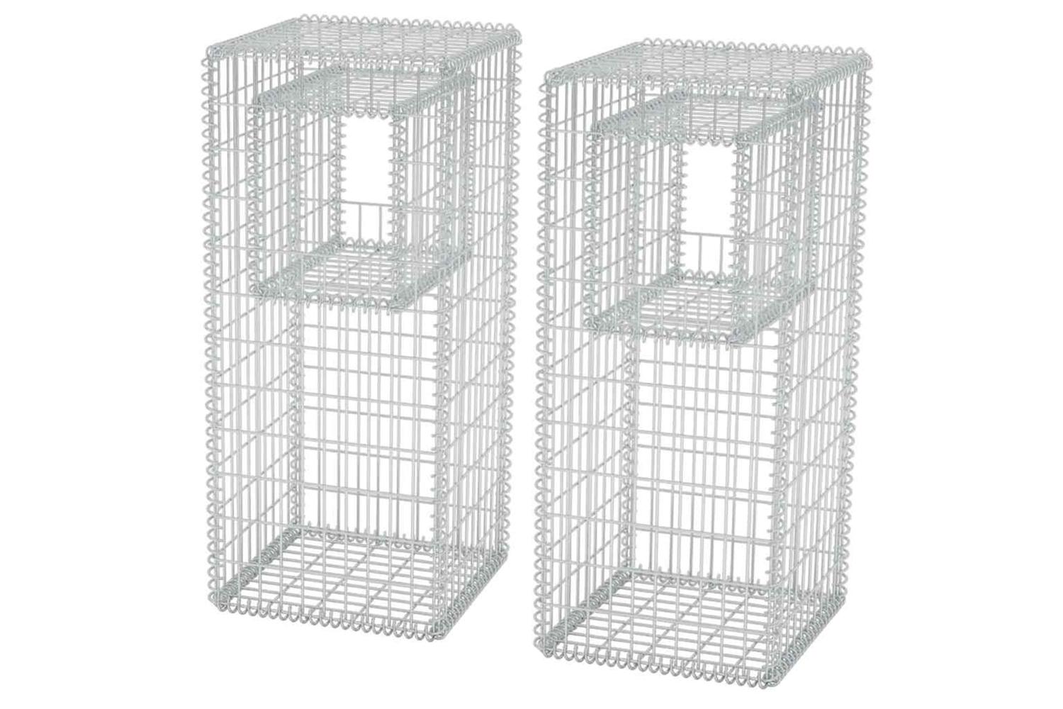 vidaXL 142544 Gabion Basket Posts/planters 2 Pcs Steel 50x50x120cm-2