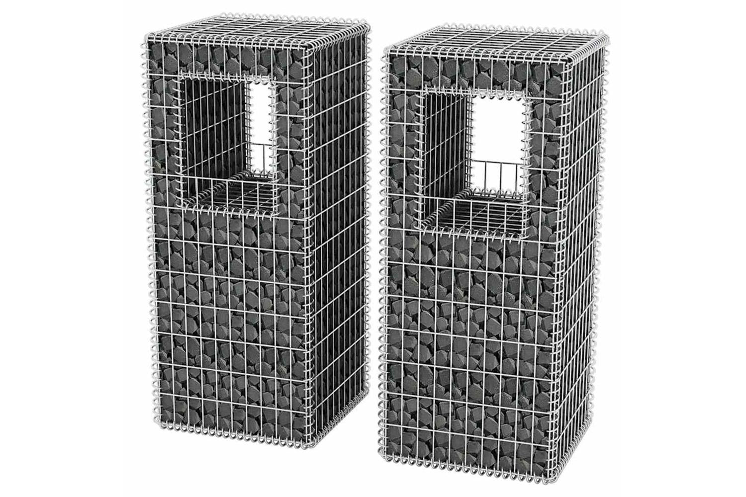 vidaXL 142544 Gabion Basket Posts/planters 2 Pcs Steel 50x50x120cm-3