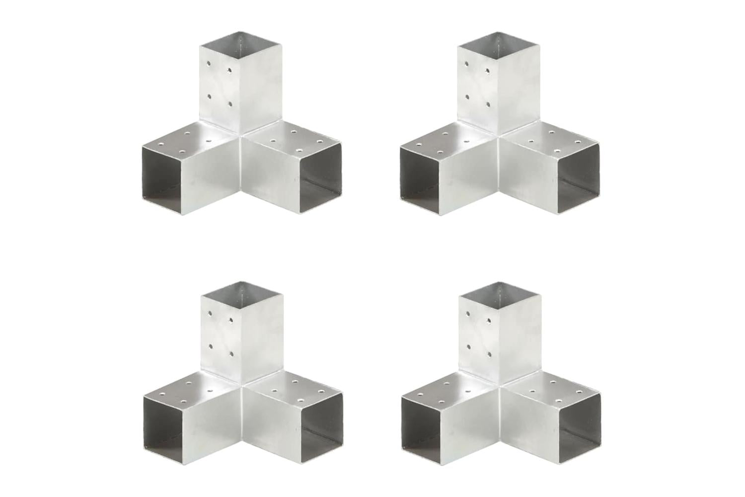 vidaXL 145458 Post Connectors 4 Pcs Y Shape Galvanised Metal 71x71mm