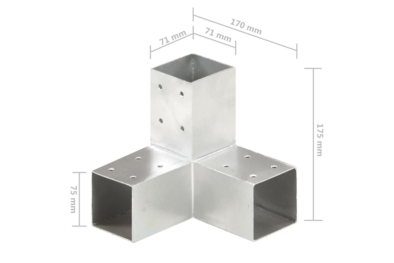 vidaXL 145458 Post Connectors 4 Pcs Y Shape Galvanised Metal 71x71mm-6