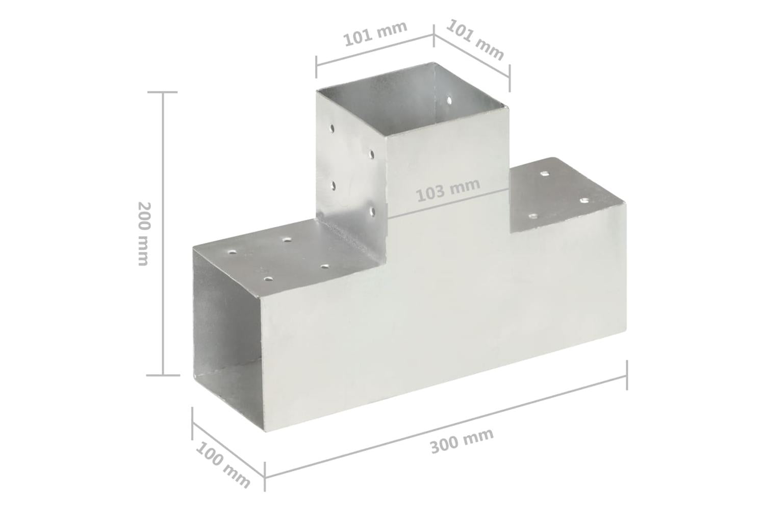 vidaXL 145479 Post Connector T Shape Galvanised Metal 101x101mm-6