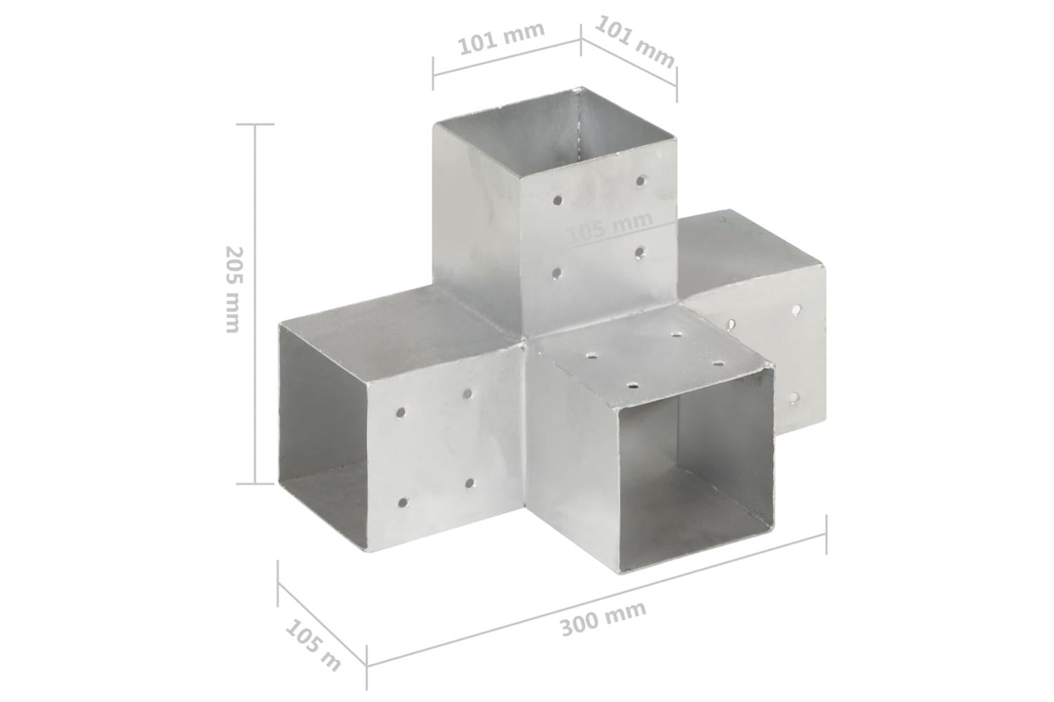 vidaXL 145483 Post Connector X Shape Galvanised Metal 101x101mm-6