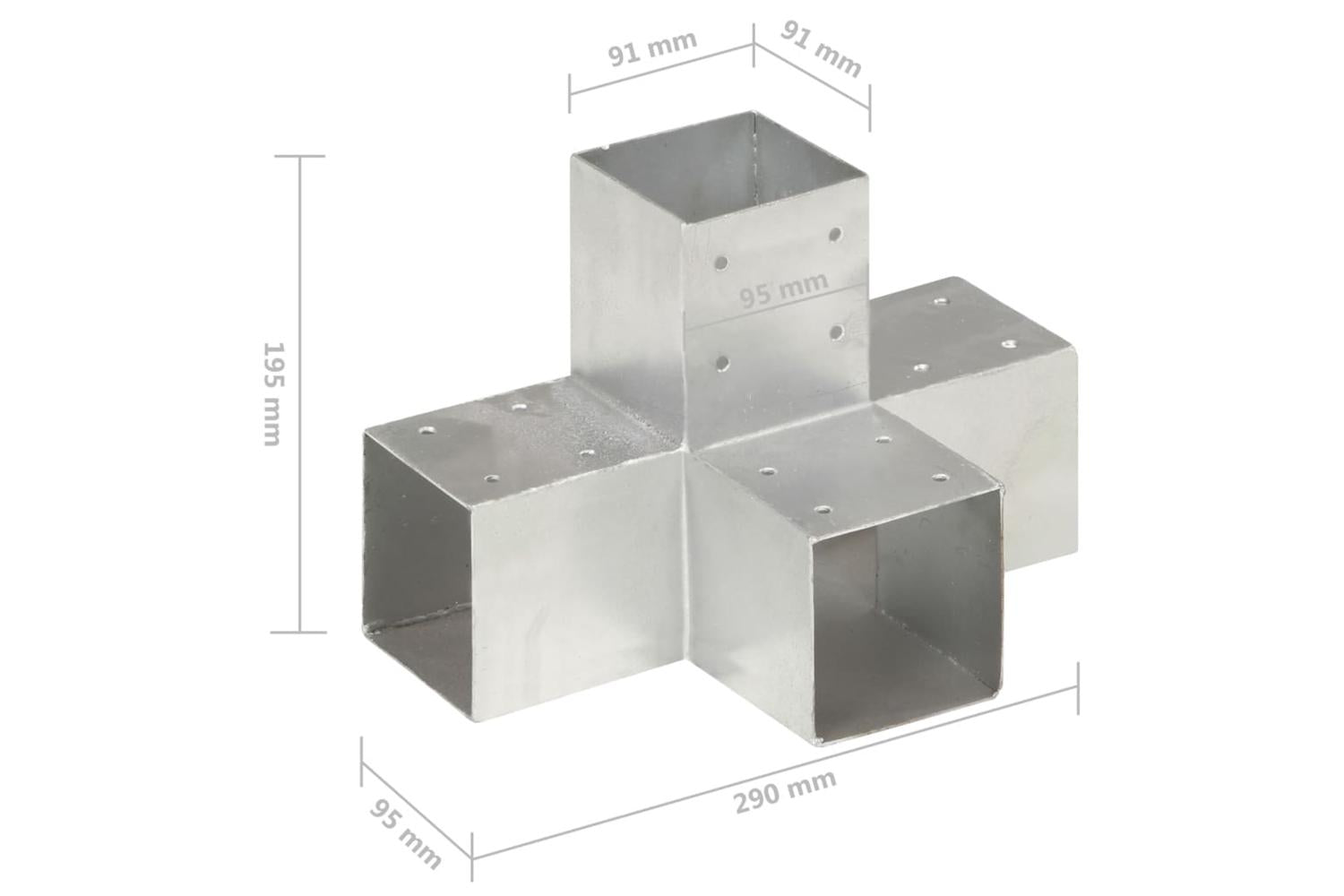 vidaXL 145475 Post Connector X Shape Galvanised Metal 91x91mm-6
