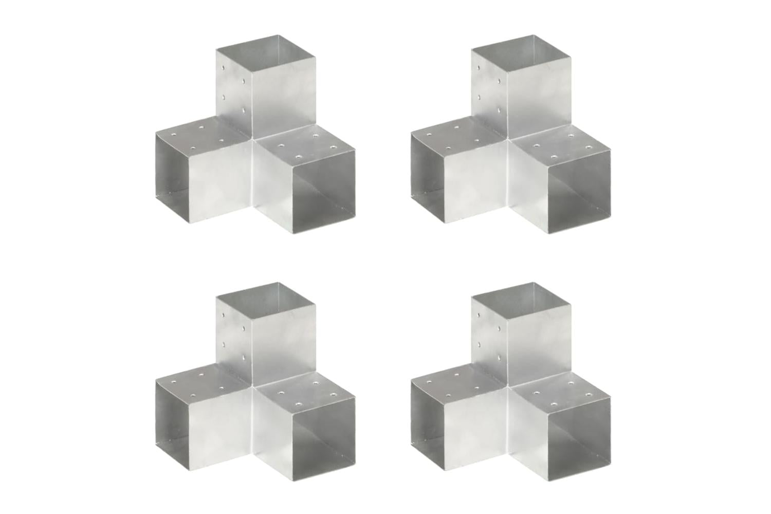 vidaXL 145482 Post Connectors 4 Pcs Y Shape Galvanised Metal 101x101mm