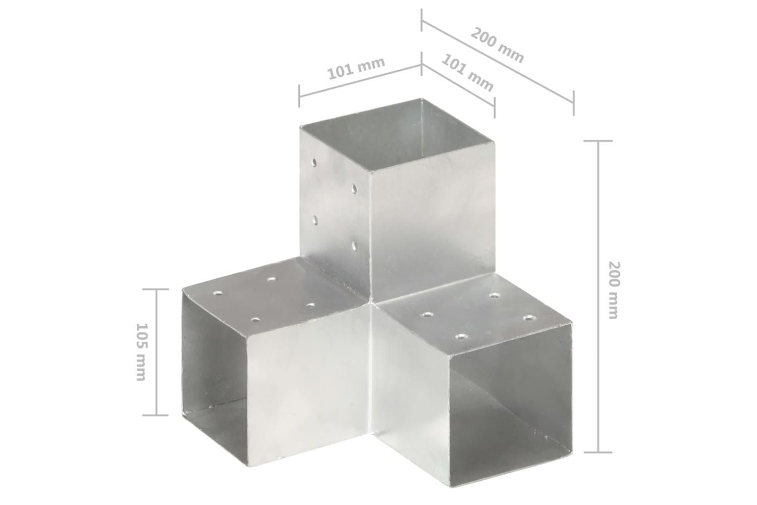 vidaXL 145482 Post Connectors 4 Pcs Y Shape Galvanised Metal 101x101mm-6