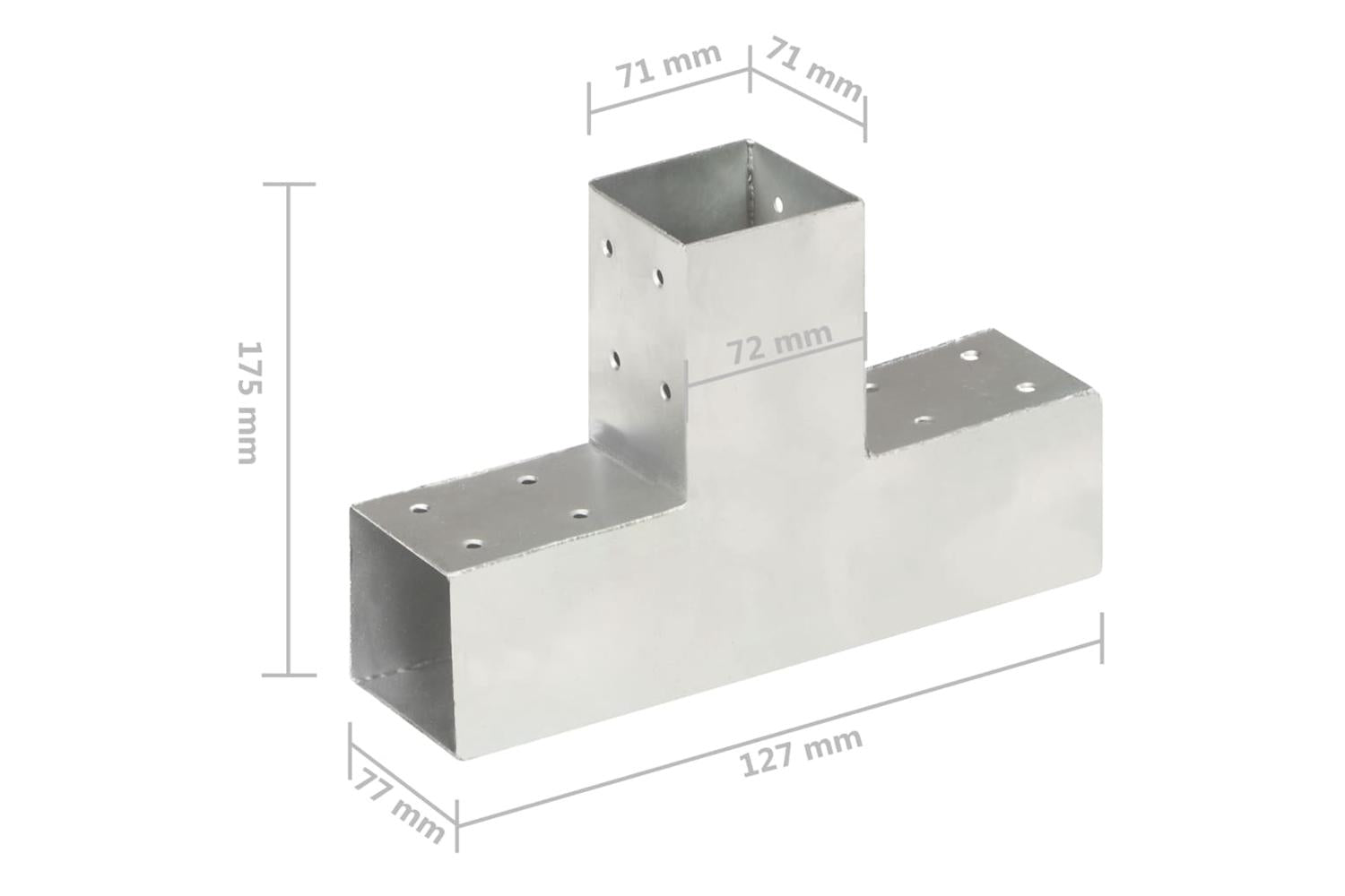 vidaXL 145455 Post Connector T Shape Galvanised Metal 71x71mm-6