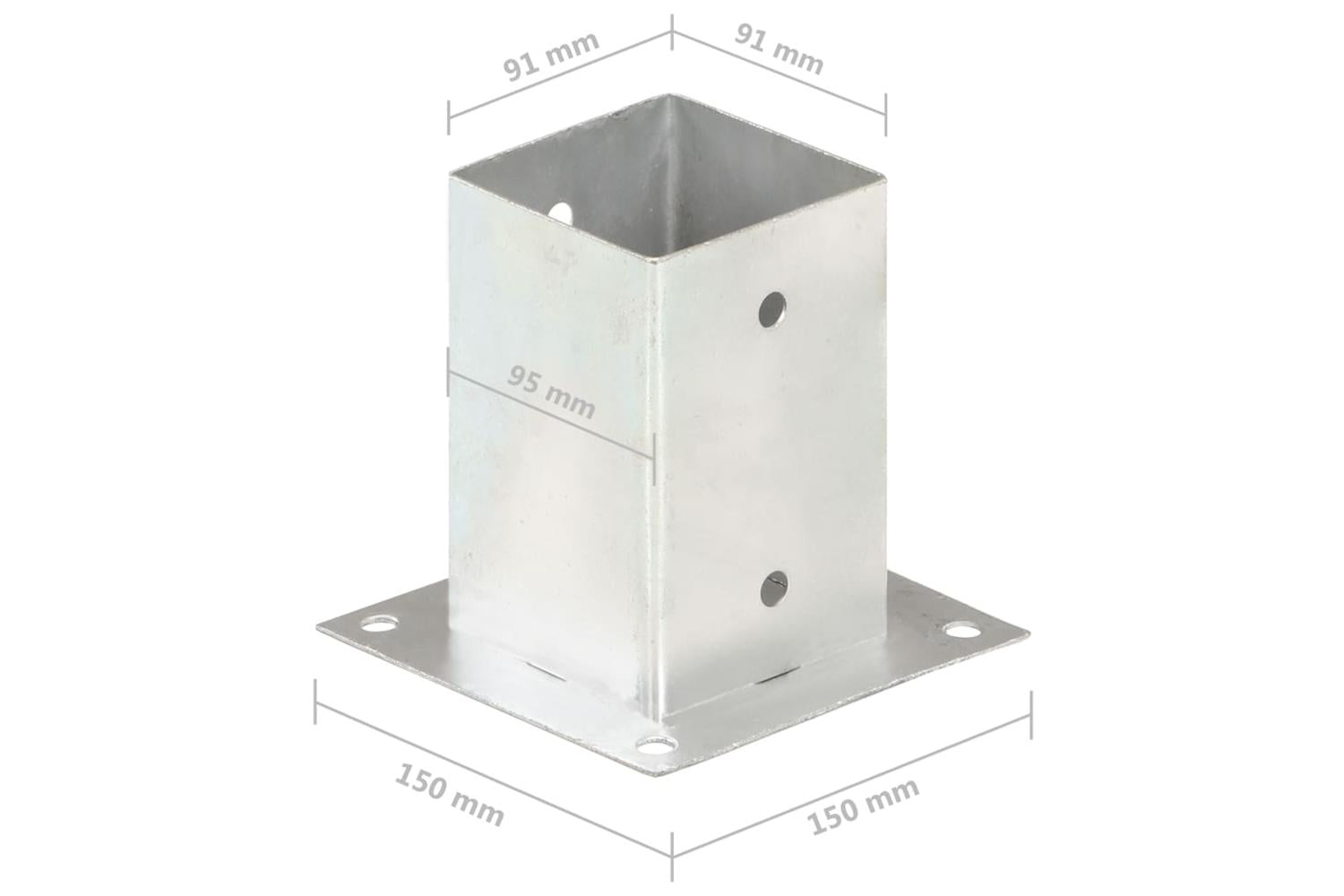 vidaXL 145449 Post Anchors 4 Pcs Galvanised Metal 91mm-8