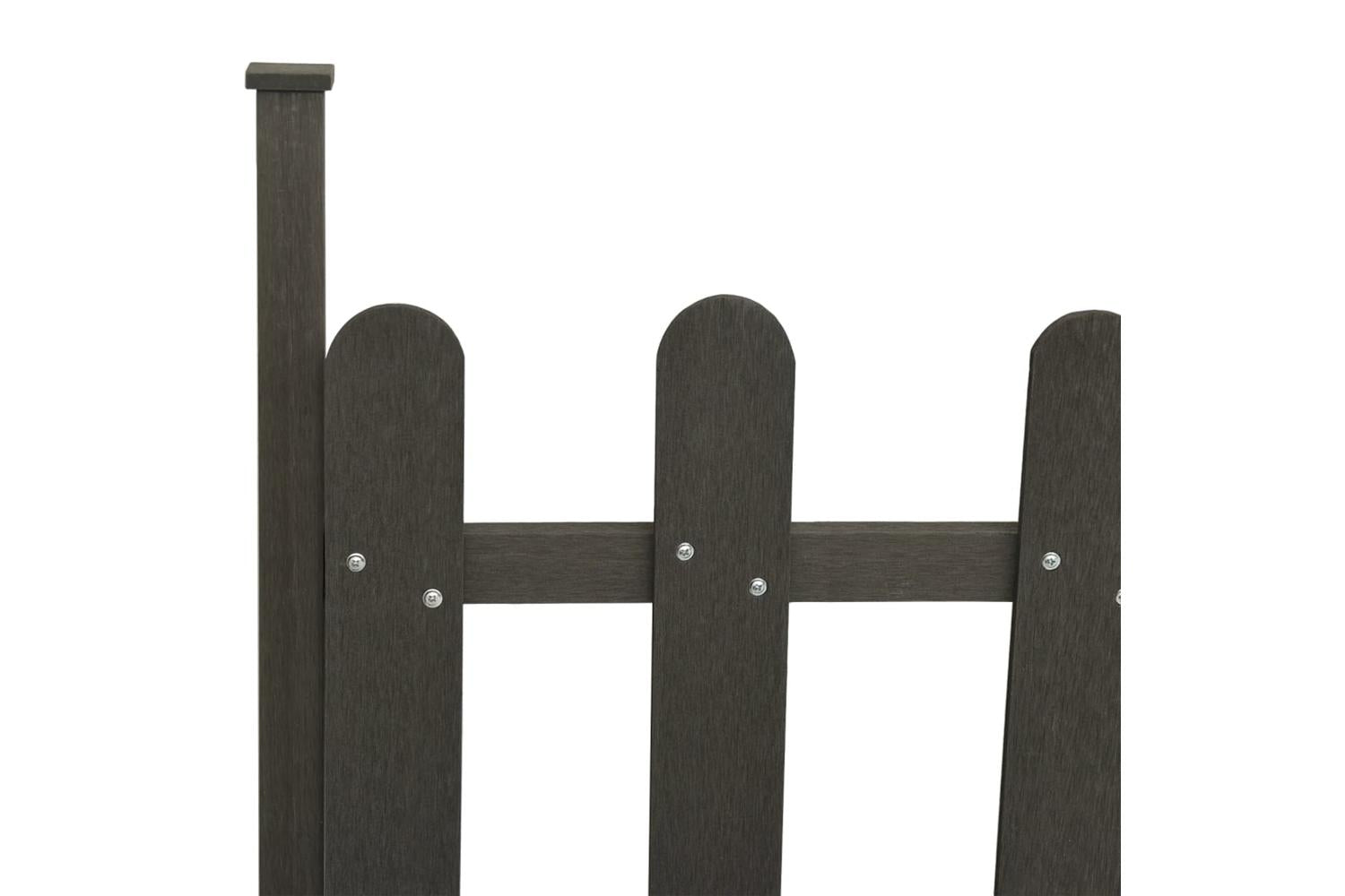 vidaXL 318090 Picket Fence With Posts 3 Pcs Wpc 614x80cm-4