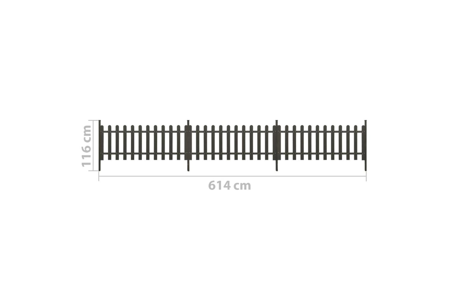 vidaXL 318090 Picket Fence With Posts 3 Pcs Wpc 614x80cm-5