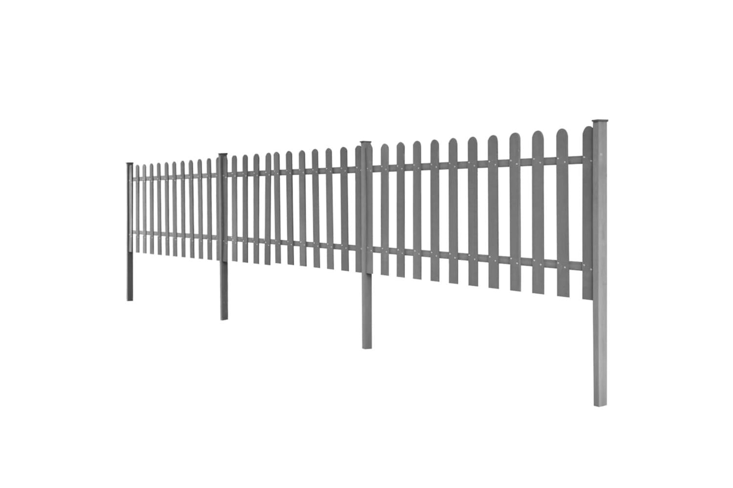 vidaXL 42826 Picket Fence With Posts 3 Pcs Wpc 600x60cm-2