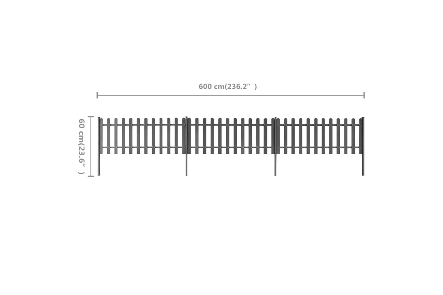 vidaXL 42826 Picket Fence With Posts 3 Pcs Wpc 600x60cm-5