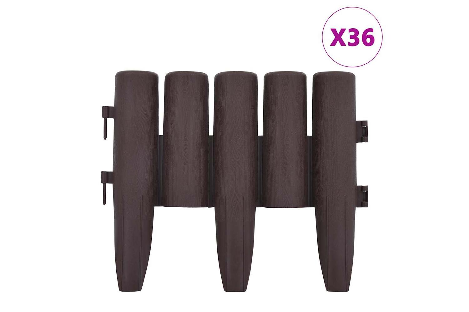 Vidaxl 48620 Lawn Edgings 36 Pcs Brown 10 M Pp-2