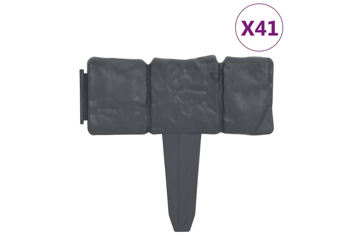 Vidaxl 314684 Lawn Fence Stone Look 41 Pcs Plastic 10 M