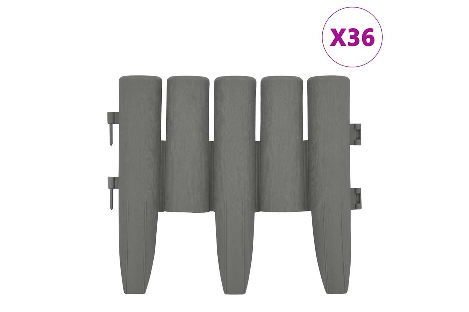 Vidaxl 48621 Lawn Edgings 36 Pcs Grey 10 M Pp