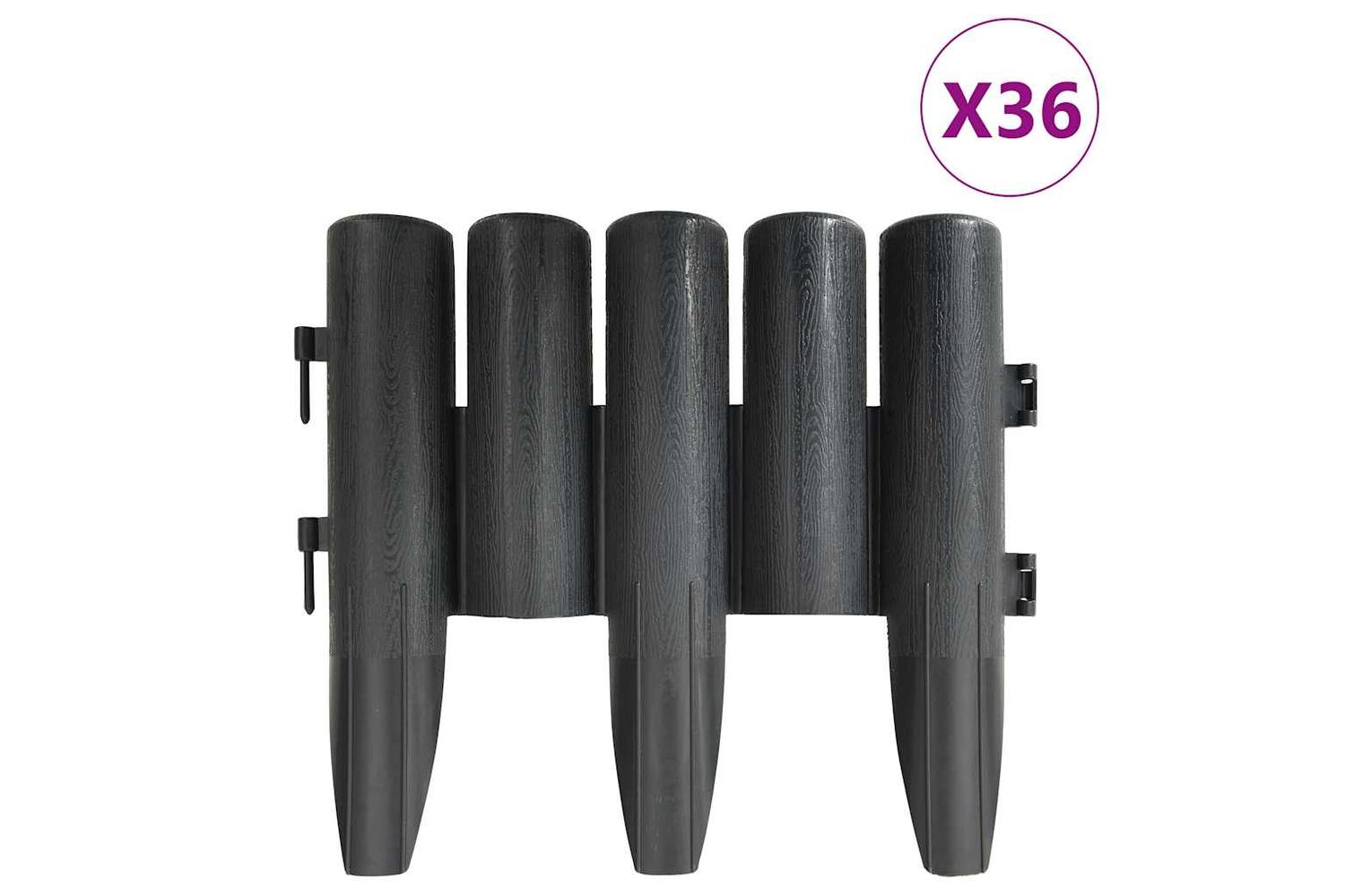 Vidaxl 314681 Lawn Edgings 36 Pcs Anthracite 10 M Pp-2