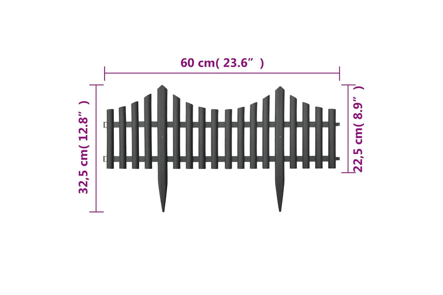 Vidaxl 314682 Lawn Edgings 17 Pcs Anthracite 10 M Pp-7