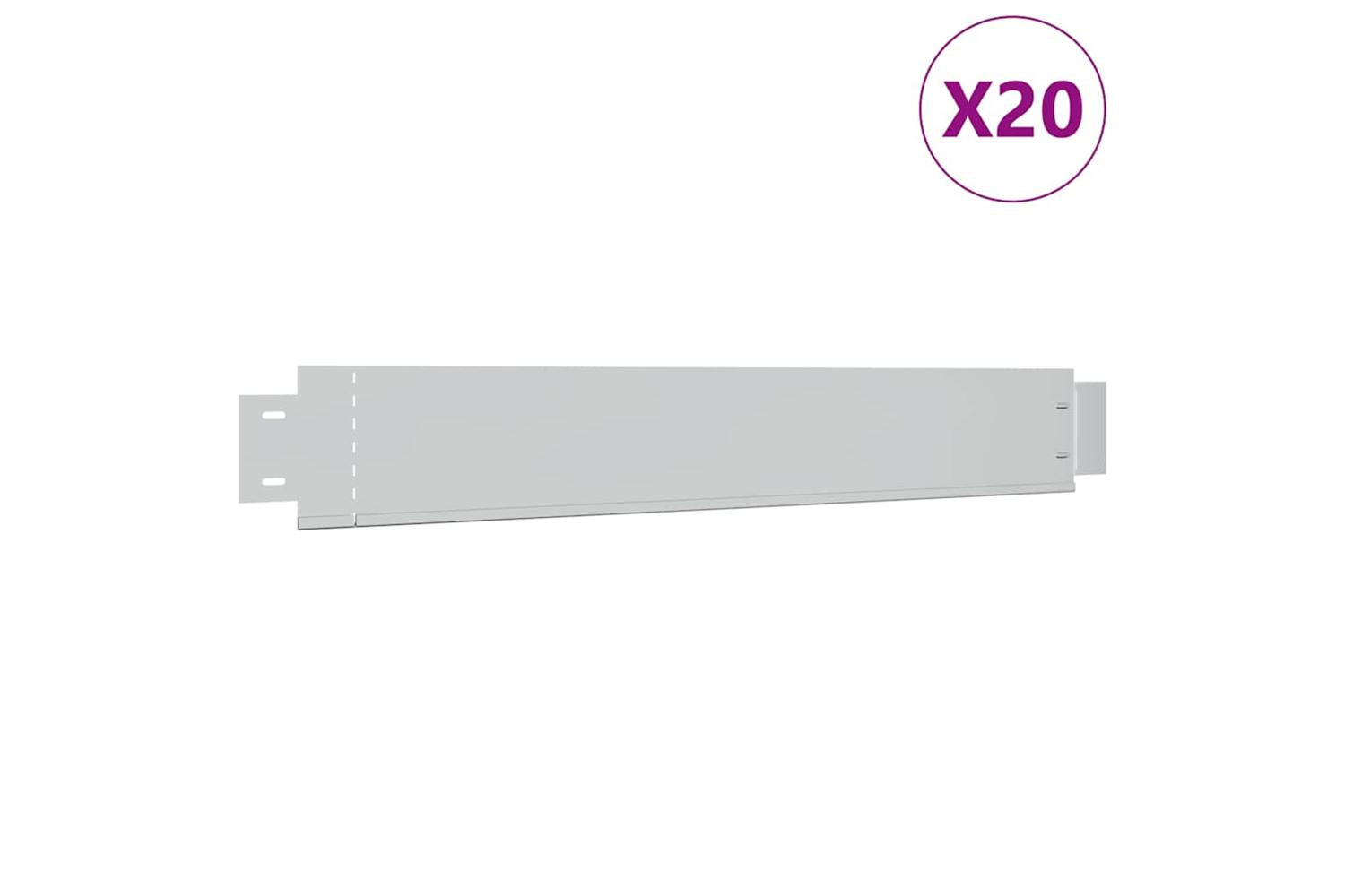 vidaXL 271784 Set Of 20 Flexible Lawn Fence Galvanised Steel 100 X 14cm-2
