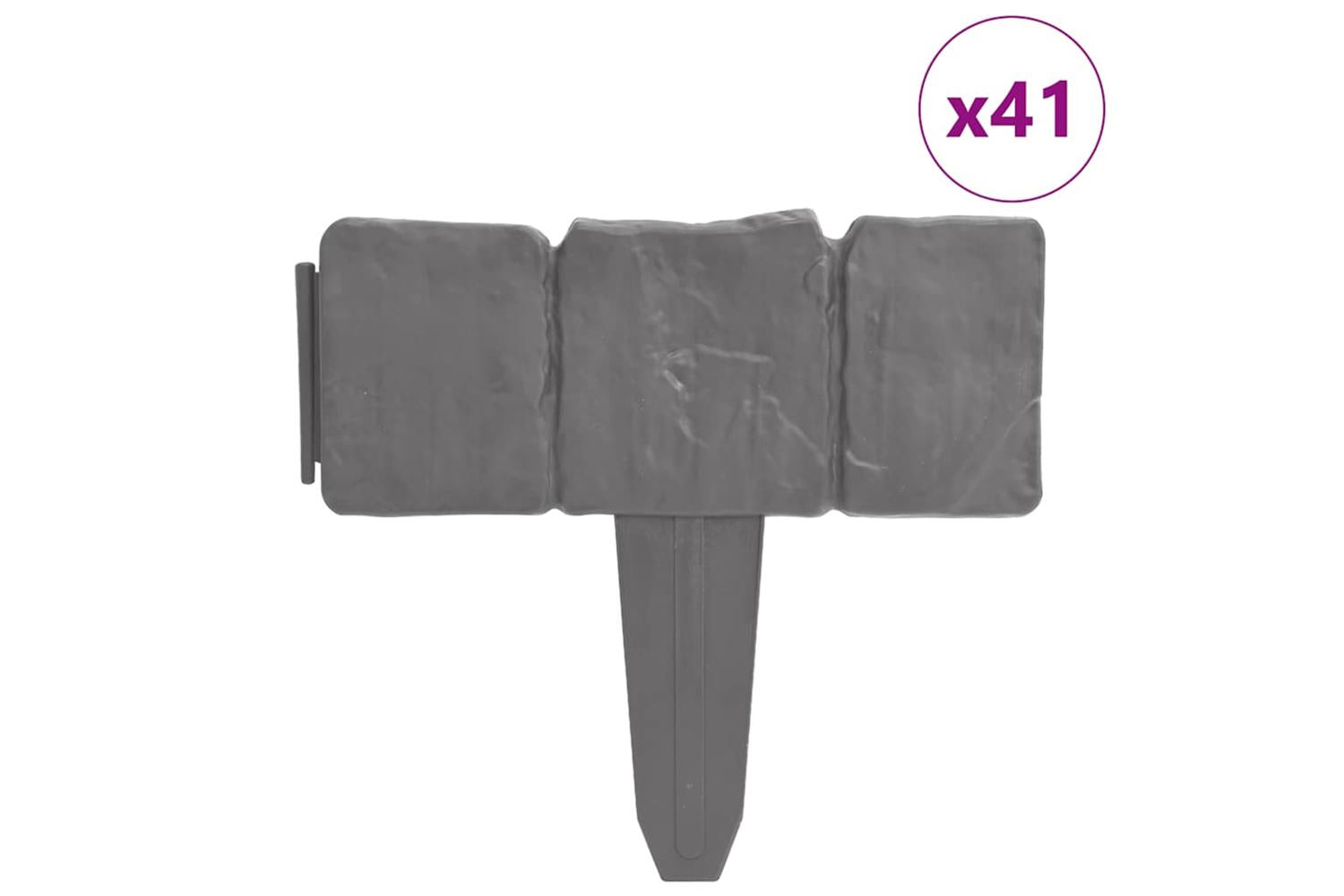 Vidaxl 40917 Plastic Garden / Lawn Fence Stone Look 41 Pcs 10 M