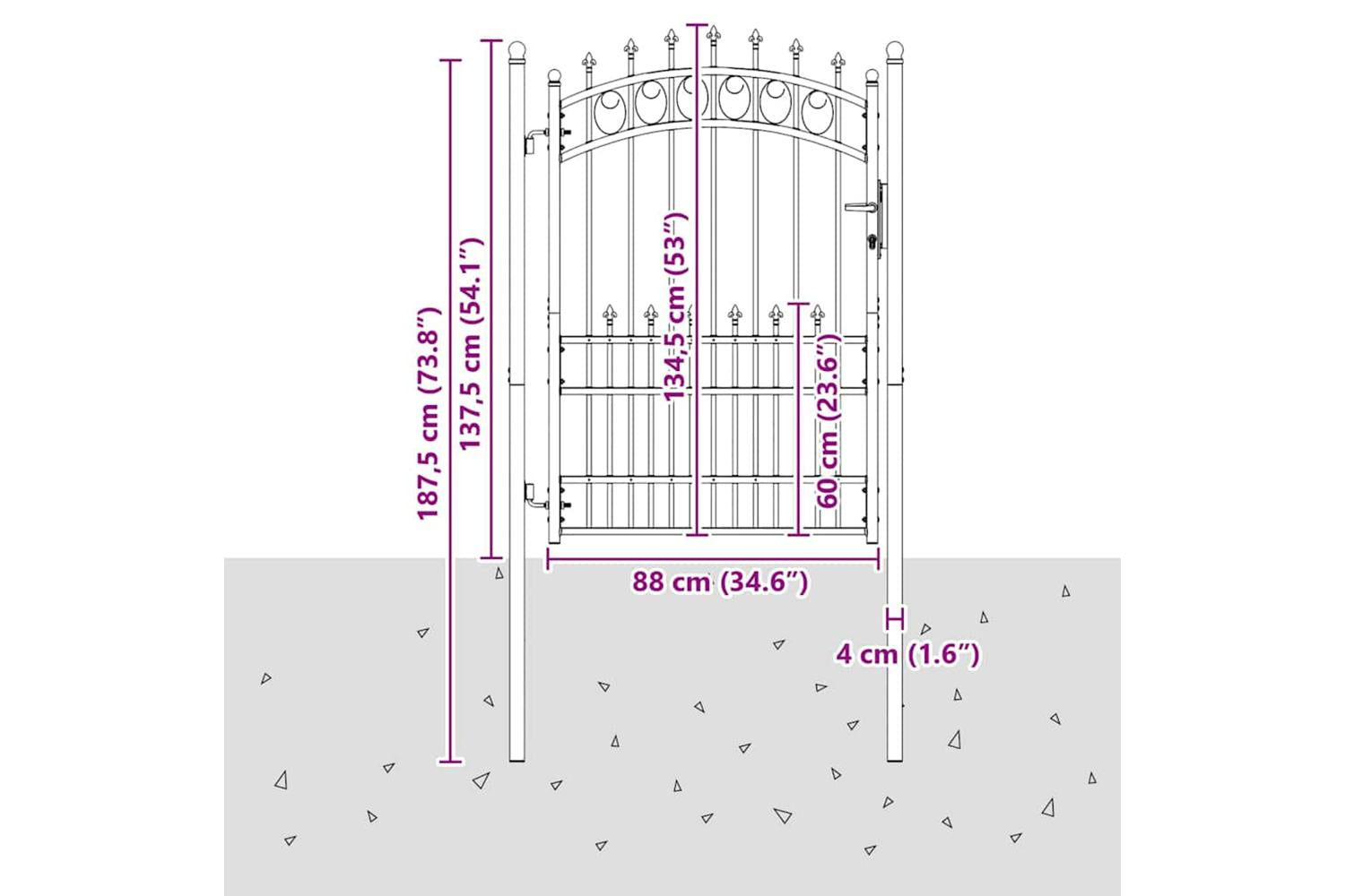 vidaXL 146386 Fence Gate With Spikes Steel 100x175cm Green-5