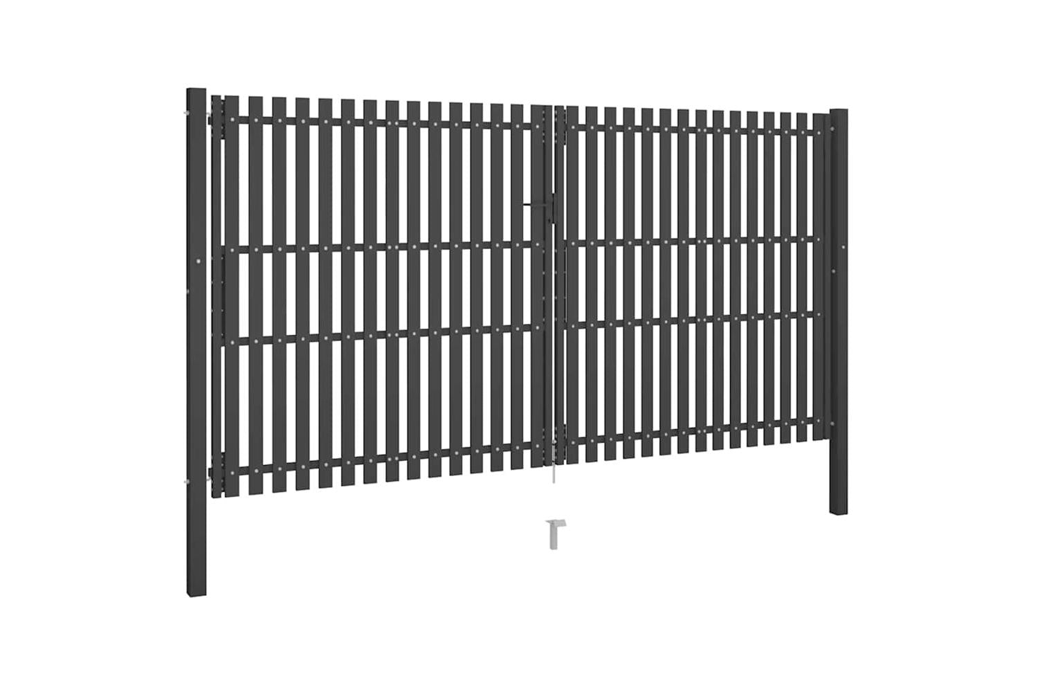 Vidaxl 146338 Garden Fence Gate Steel 4x2.5 M Anthracite-2