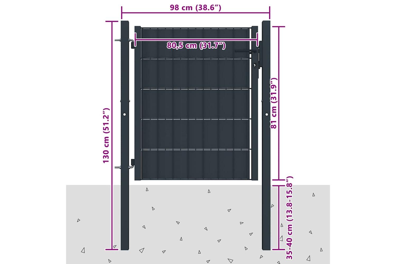 vidaXL 145232 Fence Gate Pvc And Steel 100x81cm Anthracite-4