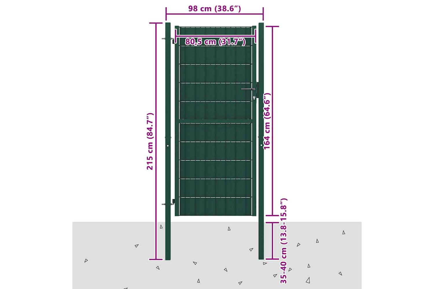 vidaXL 145230 Fence Gate Pvc And Steel 164x100cm Green-4