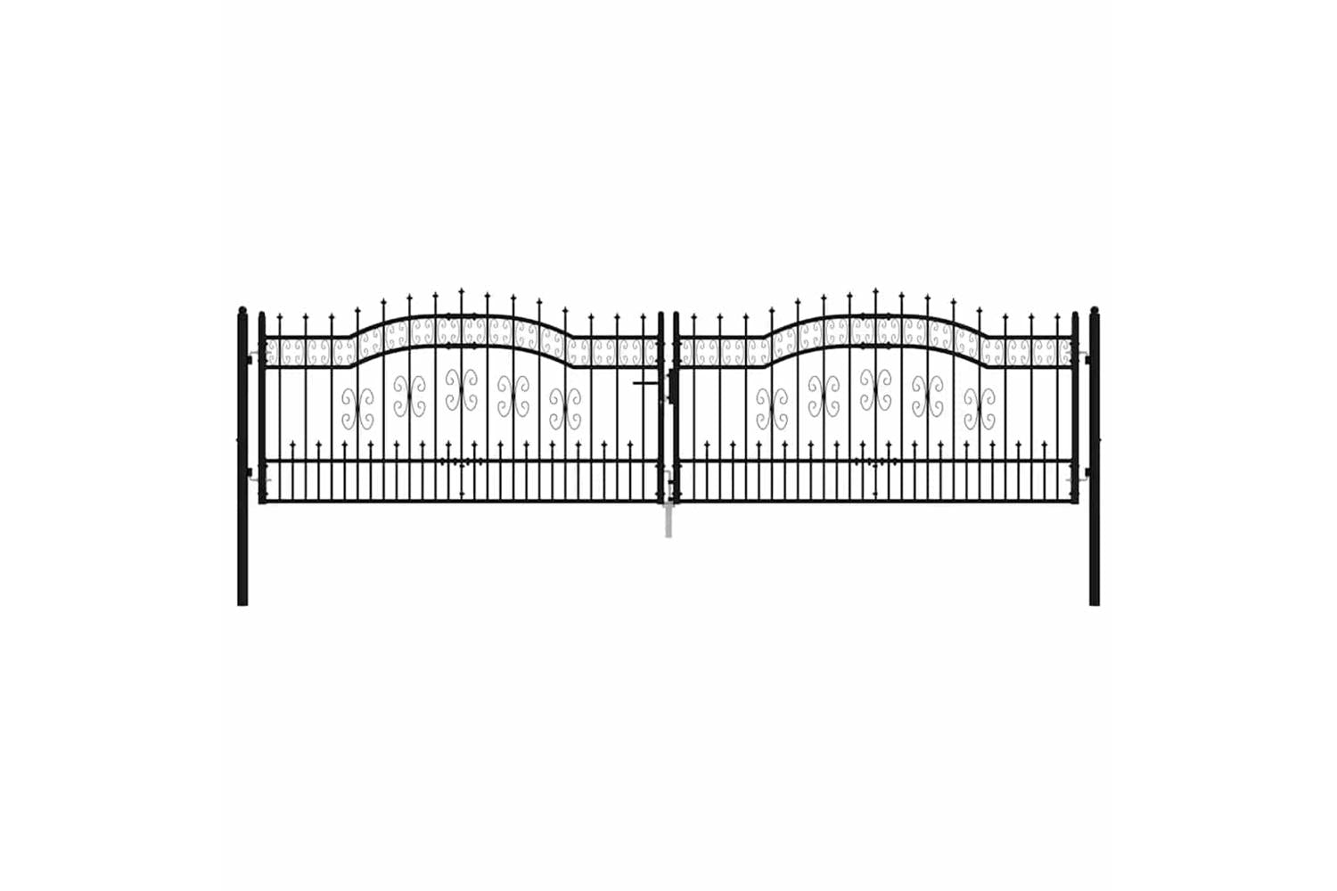 vidaXL 151100 Fence Gate With Spear Top Black 406x151cm Powder-coated Steel-3