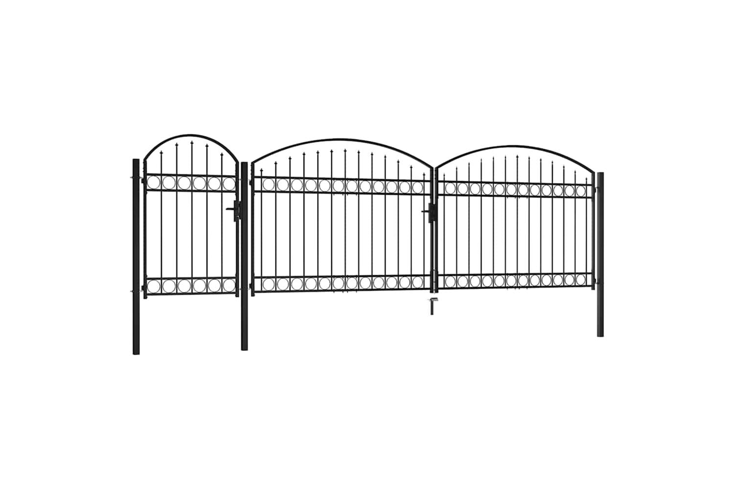 Vidaxl 144371 Garden Fence Gate With Arched Top Steel 1.75x5 M Black-2