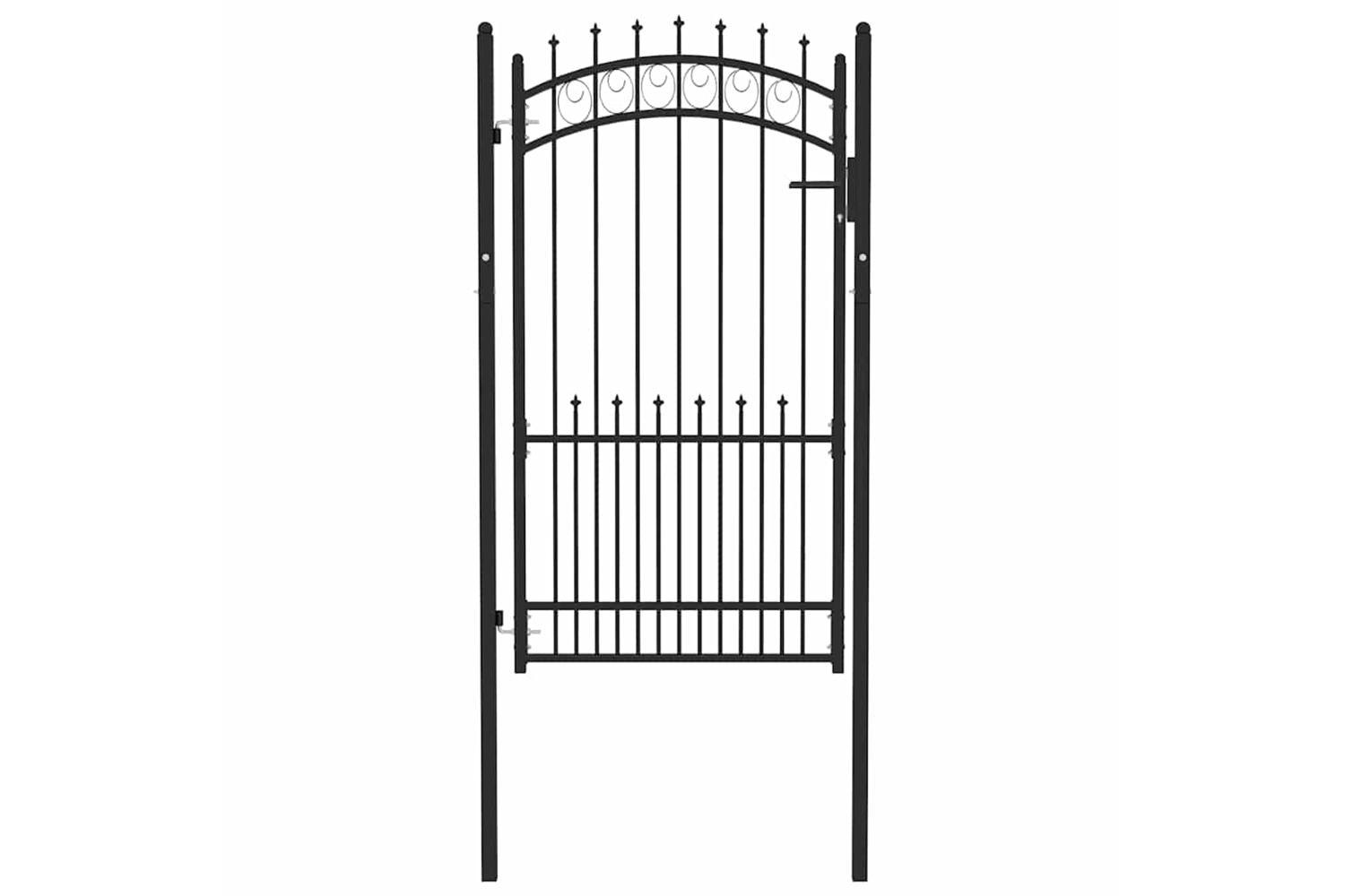 vidaXL 146391 Fence Gate With Spikes Steel 100x175cm Black-2
