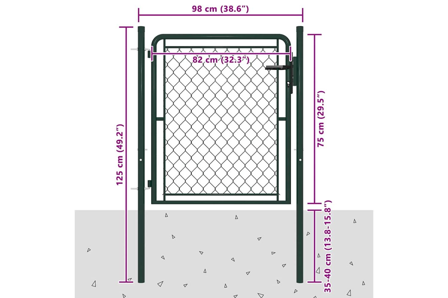 vidaXL 144402 Garden Gate Steel 100x75cm Green-4
