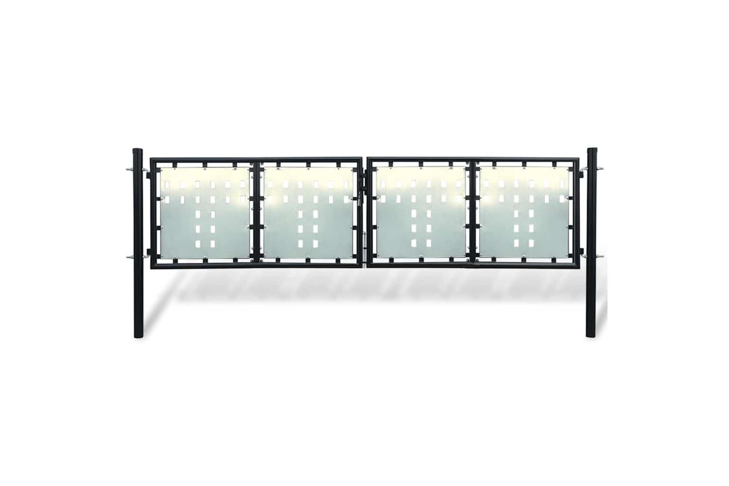 vidaXL 141690 Black Double Door Fence Gate 300 X 125cm