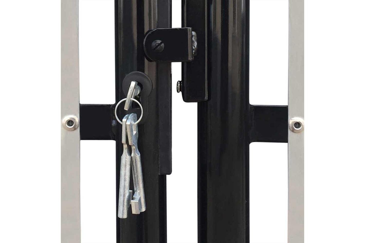 vidaXL 141690 Black Double Door Fence Gate 300 X 125cm-4
