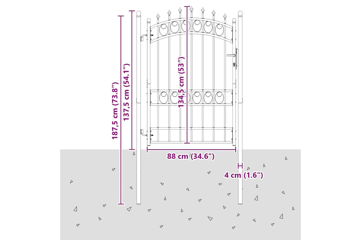 vidaXL 146381 Fence Gate With Spikes Steel 100x175cm Black-5