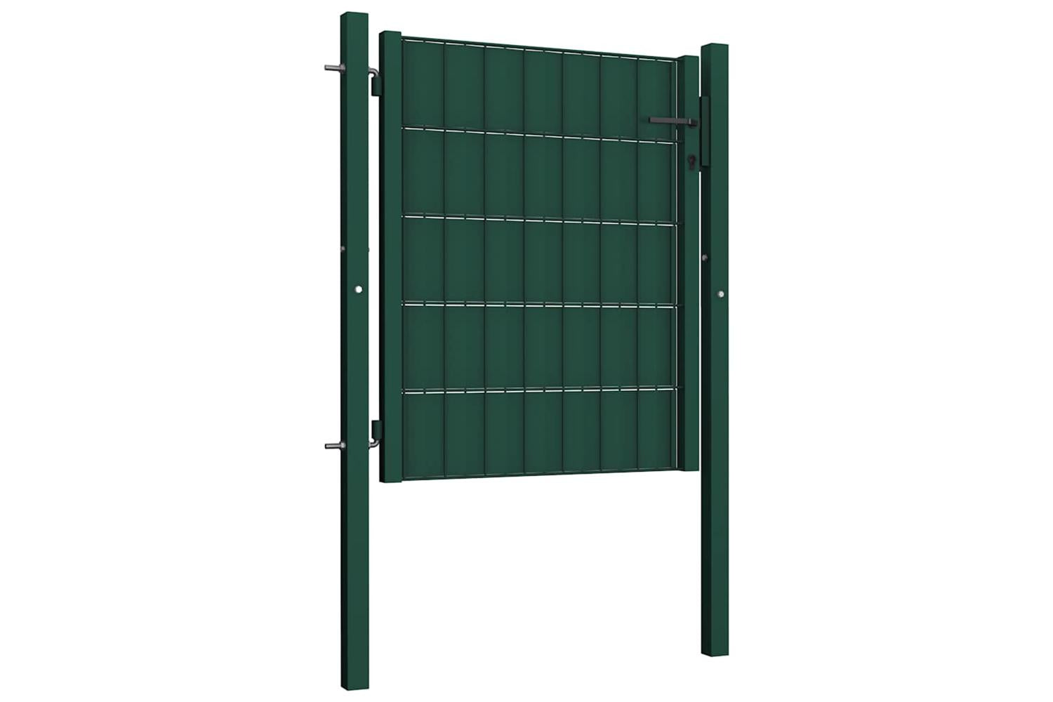 vidaXL 145227 Fence Gate Pvc And Steel 100x81cm Green-2