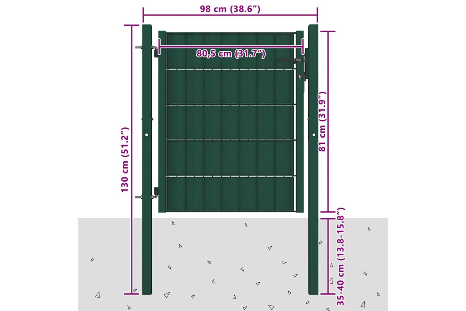 vidaXL 145227 Fence Gate Pvc And Steel 100x81cm Green-4