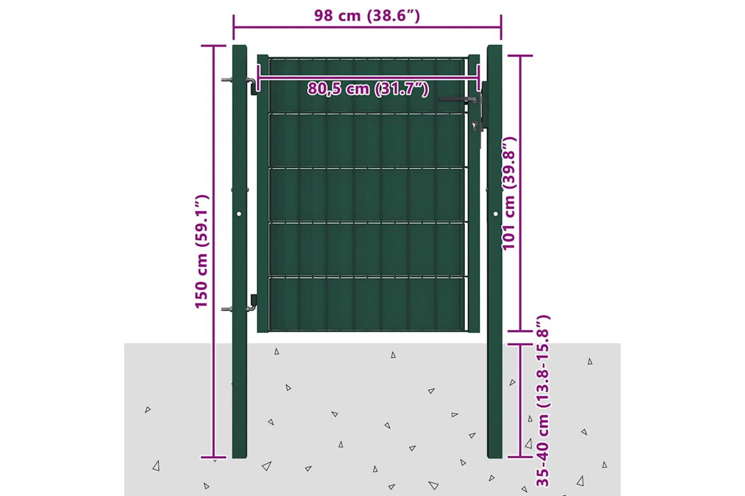 vidaXL 145228 Fence Gate Pvc And Steel 100x101cm Green-4