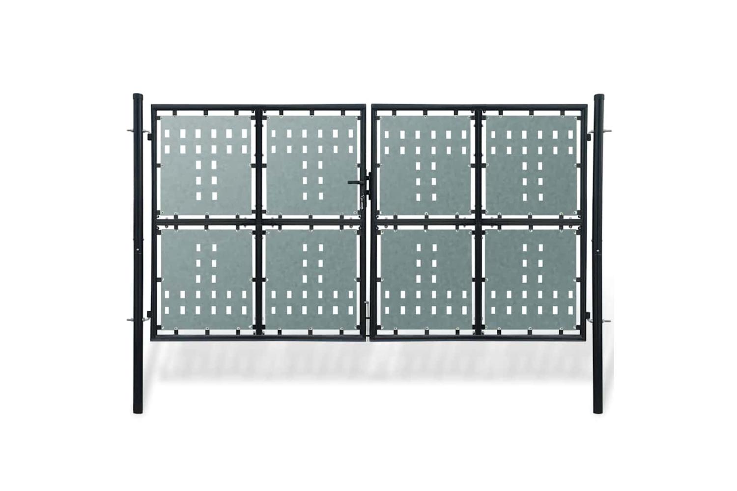 vidaXL 141694 Black Double Door Fence Gate 300 X 225cm
