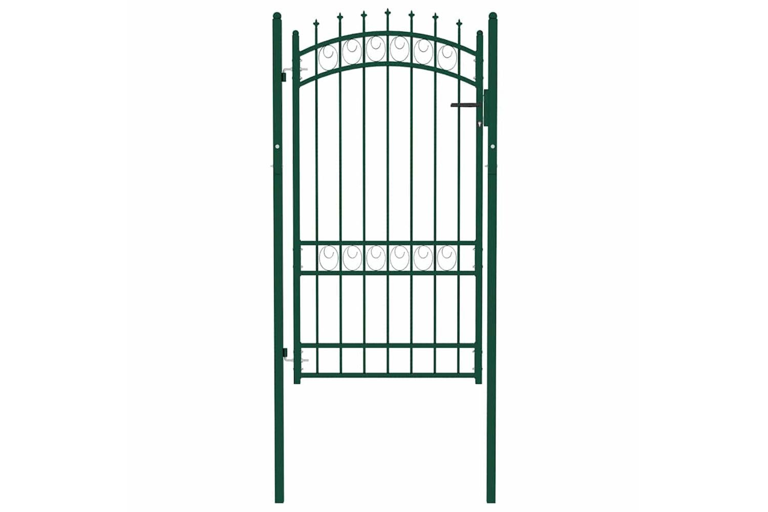 vidaXL 146376 Fence Gate With Spikes Steel 100x175cm Green-2