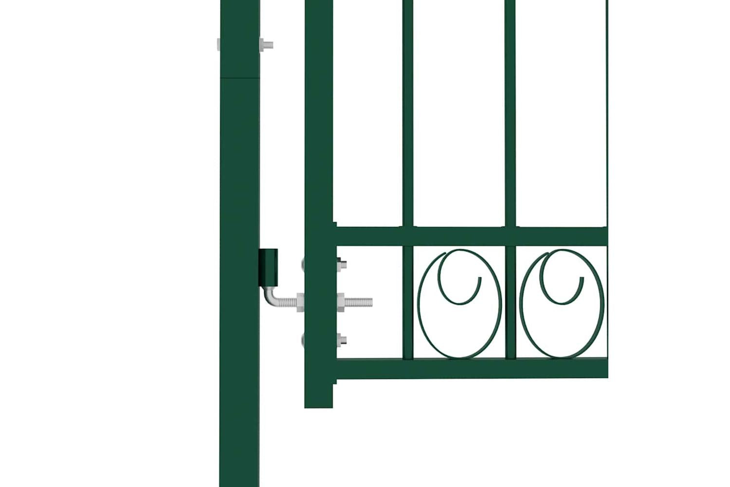 vidaXL 146376 Fence Gate With Spikes Steel 100x175cm Green-4