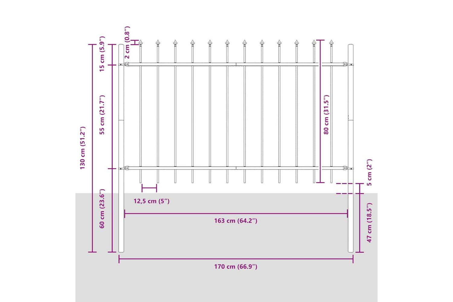 vidaXL 146376 Fence Gate With Spikes Steel 100x175cm Green-5