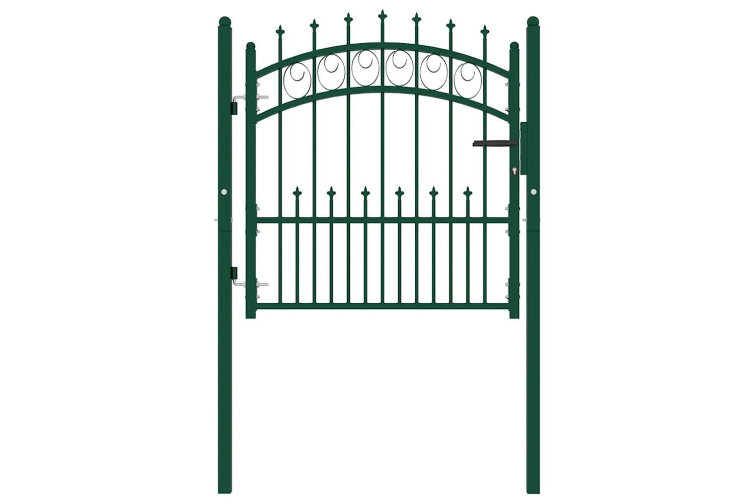 vidaXL 146383 Fence Gate With Spikes Steel 100x100cm Green-2