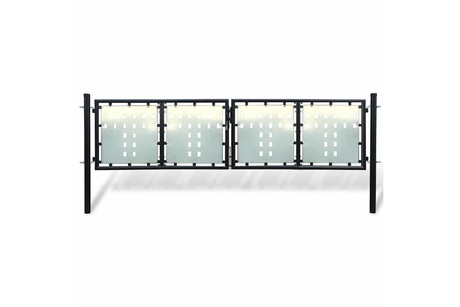 vidaXL 141691 Black Double Door Fence Gate 300 X 150cm