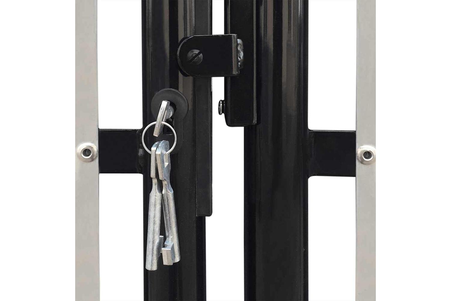 vidaXL 141691 Black Double Door Fence Gate 300 X 150cm-4